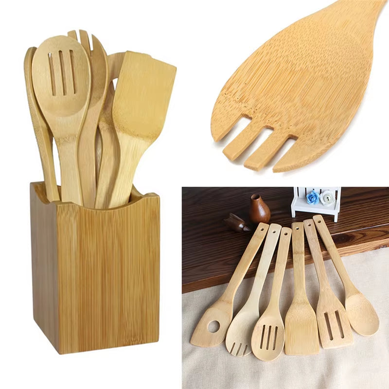 6 Pieces Bamboo Spoon Set
