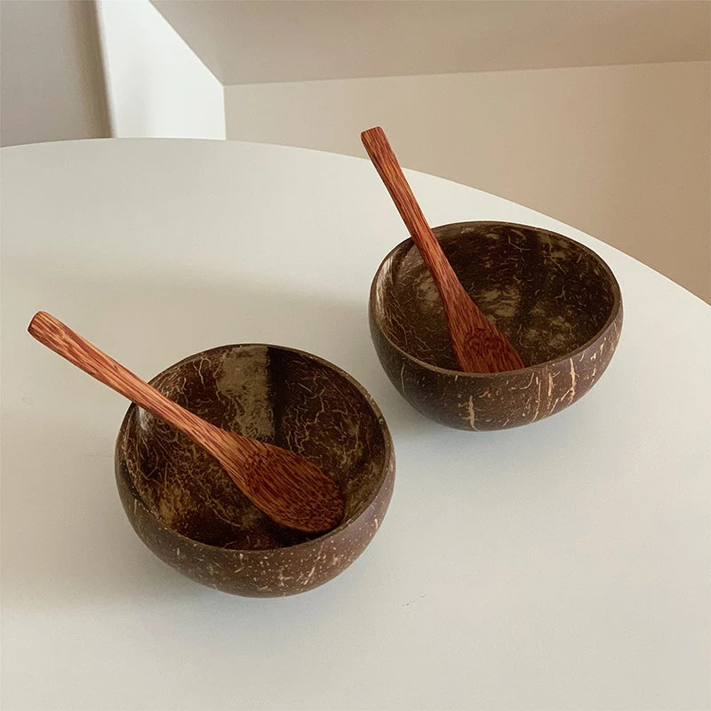 Natural Handmade Coconut  Bowl, Fork & Spoon 