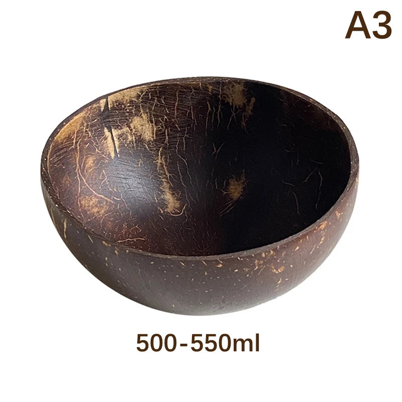 Natural Handmade Coconut  Bowl, Fork & Spoon 