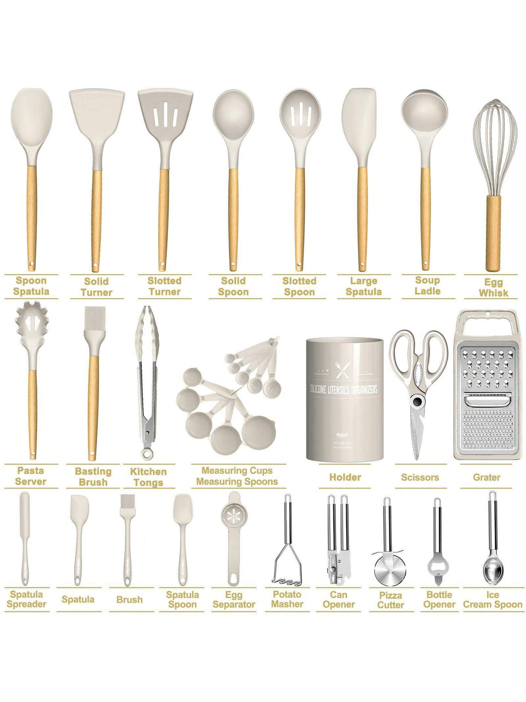 Silicone Kitchen Utensils Set- 34PCS